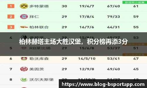 柏林赫塔主场大胜汉堡，积分榜再添3分